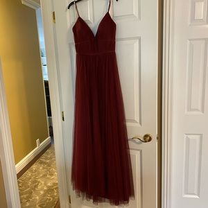 Tulle Jenny Yoo burgundy gown, ONLY WORN ONCE